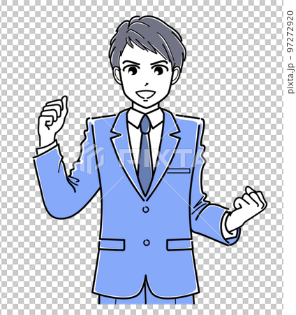 A young man in a suit who poses (upper body, simple) 97272920
