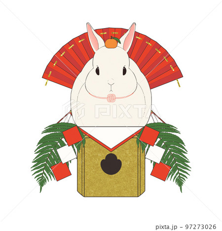 うさぎの鏡餅（卯年 素材） 97273026