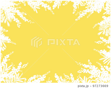 ミモザのシルエットフレーム②(周囲,白) 97273669