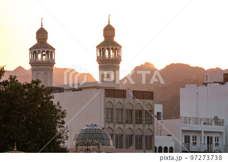 Mutrah Sunset. Cityscape View of Muscat at Beautiful Sunset. The Capital of Oman. Arabian Peninsula. 97273738