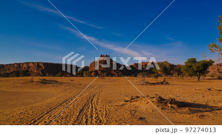Abstract Rock formation at plateau Ennedi in Terkei valley in Chad 97274013