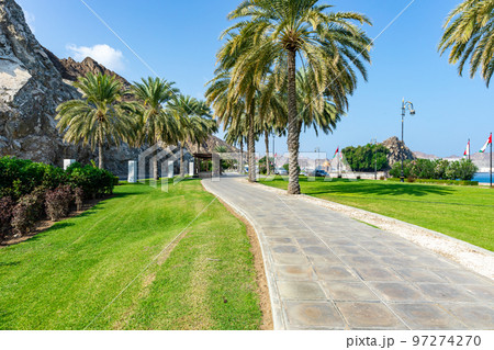 Traditional Omani architecture. Old Town of Muscat along Mutrah Corniche, Oman. Arabian Peninsula.  97274270