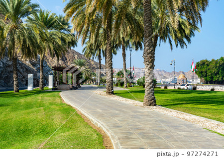 Traditional Omani architecture. Old Town of Muscat along Mutrah Corniche, Oman. Arabian Peninsula.  97274271