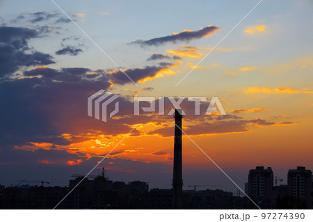 Cityscape during a beautiful sunset Cityscape during a beautiful sunset 97274390