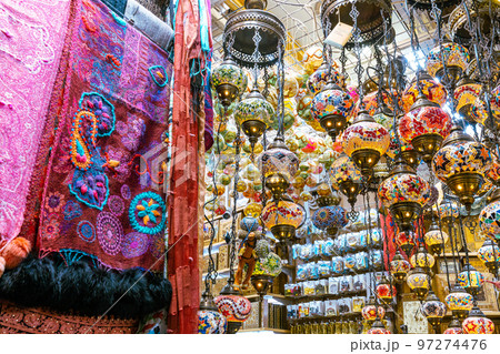 Souvenirs exhibited in market shops of the old town Nizwa. Oman. Arabian Peninsula.  97274476