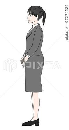 手を組む横向きの女性01 手を組む横向きの女性01 97274526