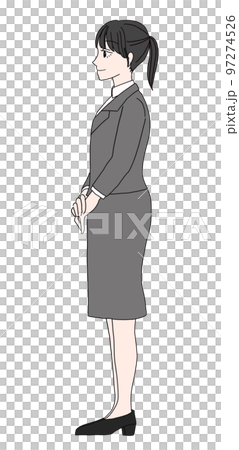 手を組む横向きの女性01 手を組む横向きの女性01 97274526
