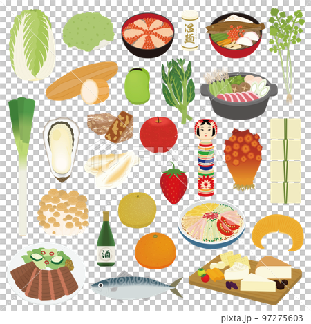 Illustration of specialties of Miyagi prefecture 97275603