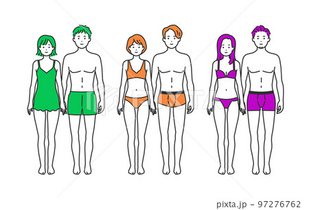 下着姿の人物イラストセット 97276762