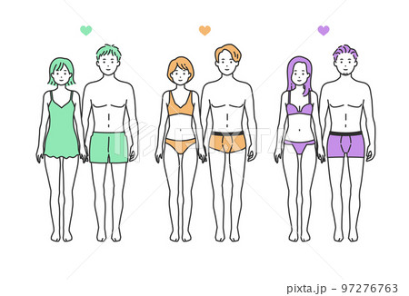 下着姿の人物イラストセット 下着姿の人物イラストセット 97276763