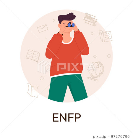MBTI person types concept. Socionics mbti. Personality test. Campaigner character. Flat vector illustration 97276796