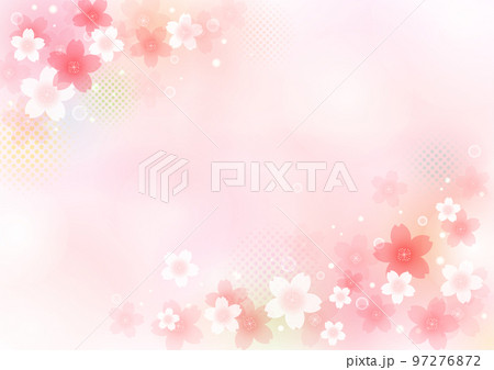 水彩 ふんわり桜フレームデザイン 97276872