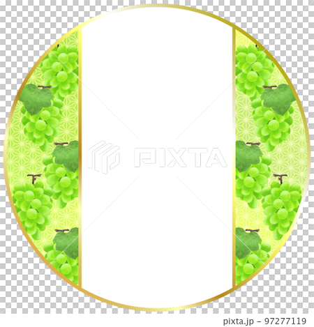 Circular Japanese-style decorative material with a motif of grapes 97277119