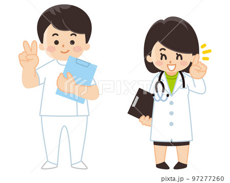 女性医師と男性看護師　医療従事者 97277260