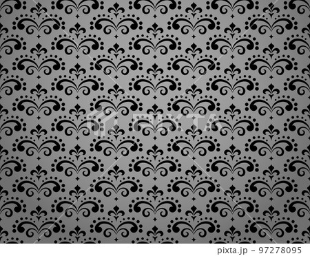 Wallpaper in the style of Baroque. Seamless vector background. Black and gray floral ornament. Graphic pattern for fabric, wallpaper, packaging. Ornate Damask flower ornament 97278095