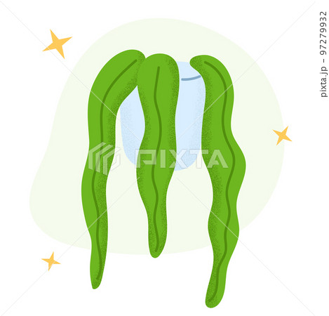 House plant in ceramic pot,Abstract indoor interior houseplant Flat vector illustration 97279932