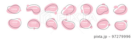 Set of different organic shapes. Fluid dynamic blob with text. Flat vector illustration 97279996