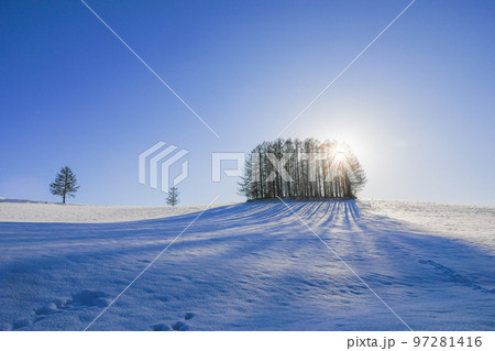【北海道美瑛町】青空と太陽とマイルドセブンの丘 【北海道美瑛町】青空と太陽とマイルドセブンの丘 97281416