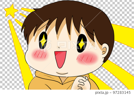 目に星をうかべて喜ぶ男性 97283145