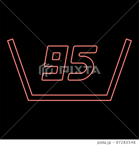 Neon wash in very hot water boiling temperature Clothes care symbols Washing concept Laundry sign red color vector illustration image flat style Neon wash in very hot water boiling temperature Clothes care symbols Washing concept Laundry sign red color vector illustration image flat style 97283548