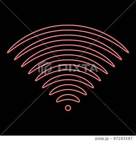 Neon radio wave Sound signal One dirrection Transmitter red color vector illustration image flat style 97283587