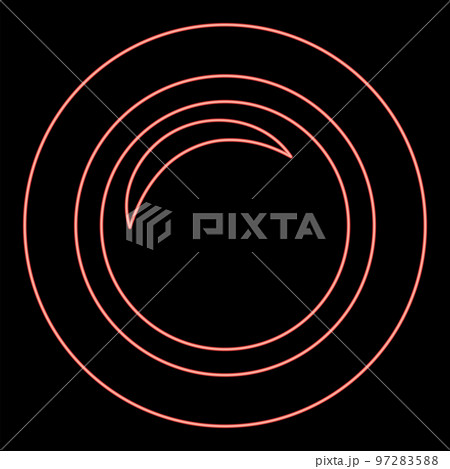 Neon camera lens photo equipment red color vector illustration image flat style 97283588