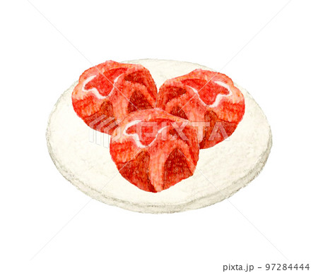 梅干し　漬物の手描き水彩イラスト素材 97284444