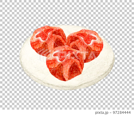 梅干し　漬物の手描き水彩イラスト素材 97284444