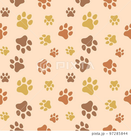 Dog and Cat paw seamless pattern vector doodle abstract animal footprint background for fabric, texture and wallpaper illustration for digital and print materials. 97285844