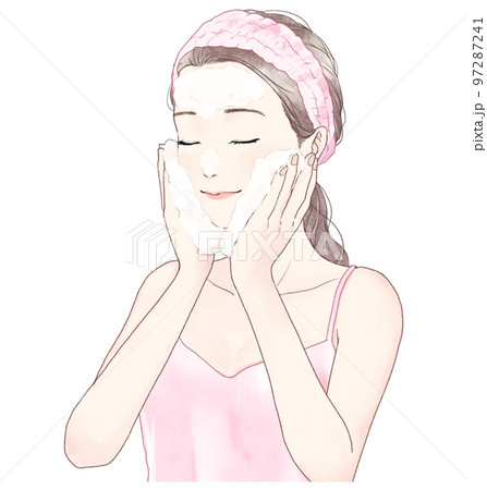 泡洗顔をする女性のイラスト 97287241