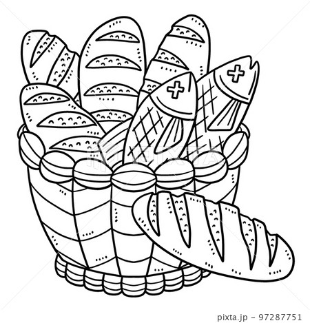 Christian Five Loaves and Two Fish Isolated 97287751