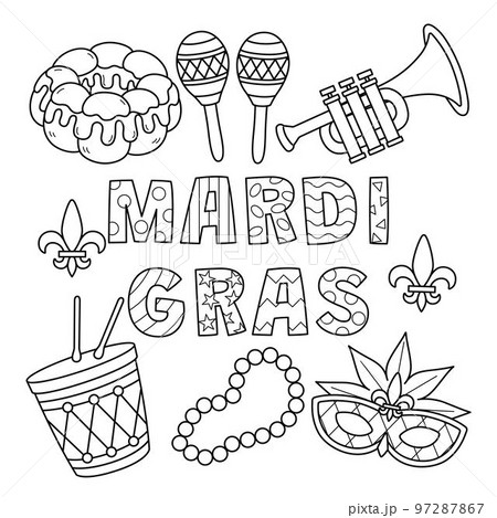 Happy Mardi Gras Coloring Page for Kids 97287867