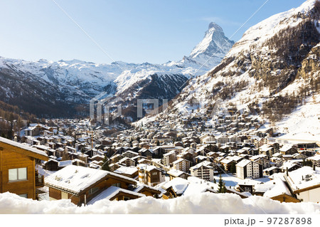 View of the Matterhorn during the day in winter. Zermatt, Switzerland 97287898