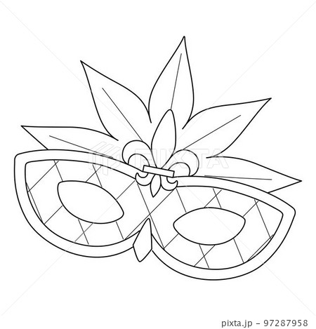Mardi Gras Mask Isolated Coloring Page for Kids 97287958
