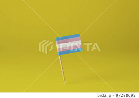 transgender flag standing on a yellow background transgender flag standing on a yellow background 97288695