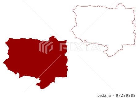 Basingstoke and Deane Non-metropolitan district, Borough (United Kingdom of Great Britain and Northern Ireland, ceremonial county Hampshire or Hants, England) map vector illustration, scribble sketch 97289888