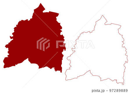 Bassetlaw Non-metropolitan district (United Kingdom of Great Britain and Northern Ireland, ceremonial county Nottinghamshire or Notts, England) map vector illustration, scribble sketch map 97289889