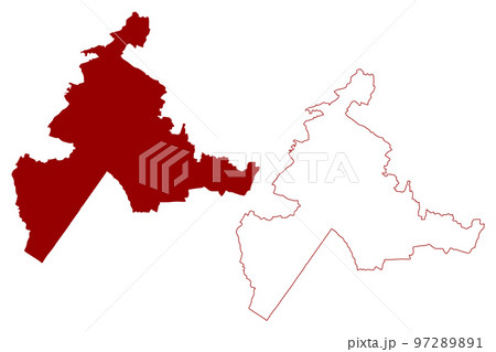 Blaby Non-metropolitan district (United Kingdom of Great Britain and Northern Ireland, ceremonial county Leicestershire or Leics, England) map vector illustration, scribble sketch map 97289891
