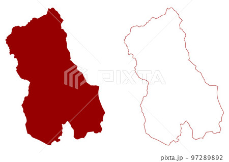 Blackburn with Darwen Borough and Unitary authority area (United Kingdom of Great Britain and Northern Ireland, ceremonial county Lancashire or Lancs, England) map vector illustration, scribble sketch 97289892