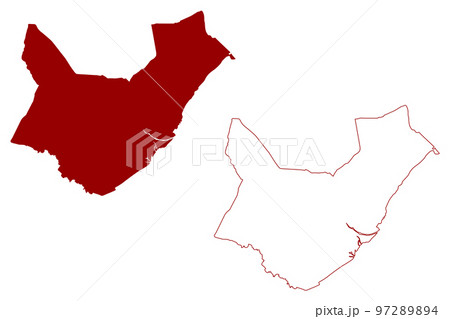 Boston non-metropolitan district, Borough (United Kingdom of Great Britain and Northern Ireland, ceremonial county Lincolnshire or Lincs, England) map vector illustration, scribble sketch map 97289894