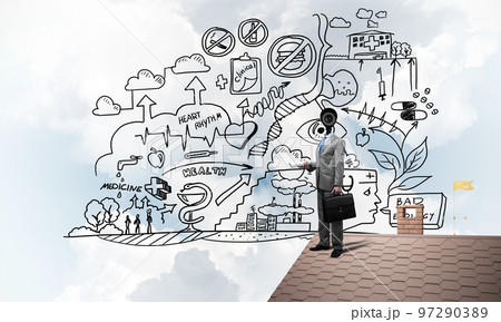 Concept of home security and privacy protection with camera headed man 97290389