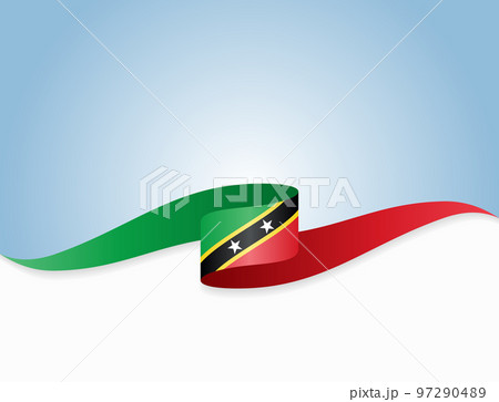 Saint Kitts and Nevis flag wavy background layout. Vector illustration. Saint Kitts and Nevis flag wavy background layout. Vector illustration. 97290489