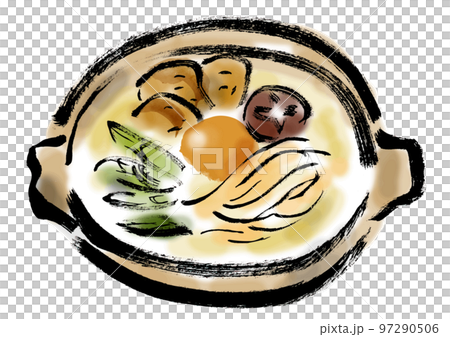 鍋焼きうどんの手描き和風イラスト 97290506