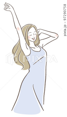 気持ちよく伸びをする女性 気持ちよく伸びをする女性 97290758