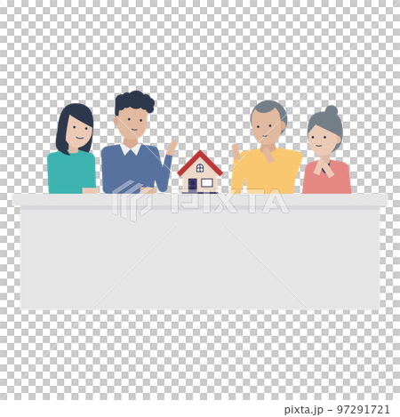 Illustration material of a family discussing what to do with the parent's house 97291721