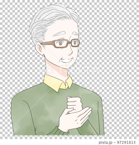 Illustration of a senior man who understands (watercolor style) Illustration of a senior man who understands (watercolor style) 97291813