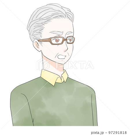 怒るシニア男性のイラスト(水彩風) 怒るシニア男性のイラスト(水彩風) 97291818