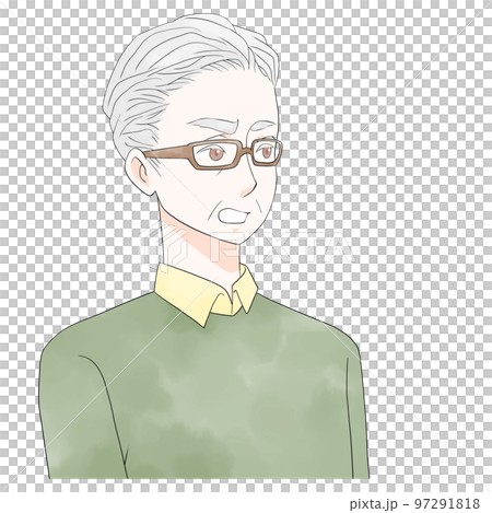 怒るシニア男性のイラスト(水彩風) 怒るシニア男性のイラスト(水彩風) 97291818