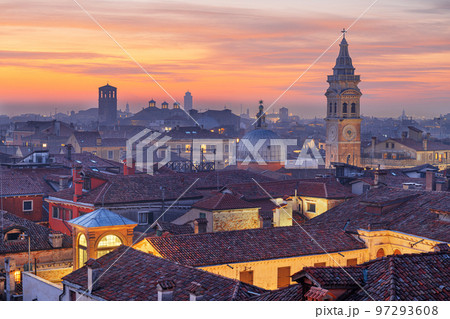 Venice, Italy Rooftop Skyline and Historic Landmarks 97293608