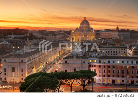 Vatican City at St. Peter's Basilica During Sunset 97293632